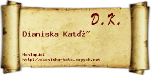 Dianiska Kató névjegykártya